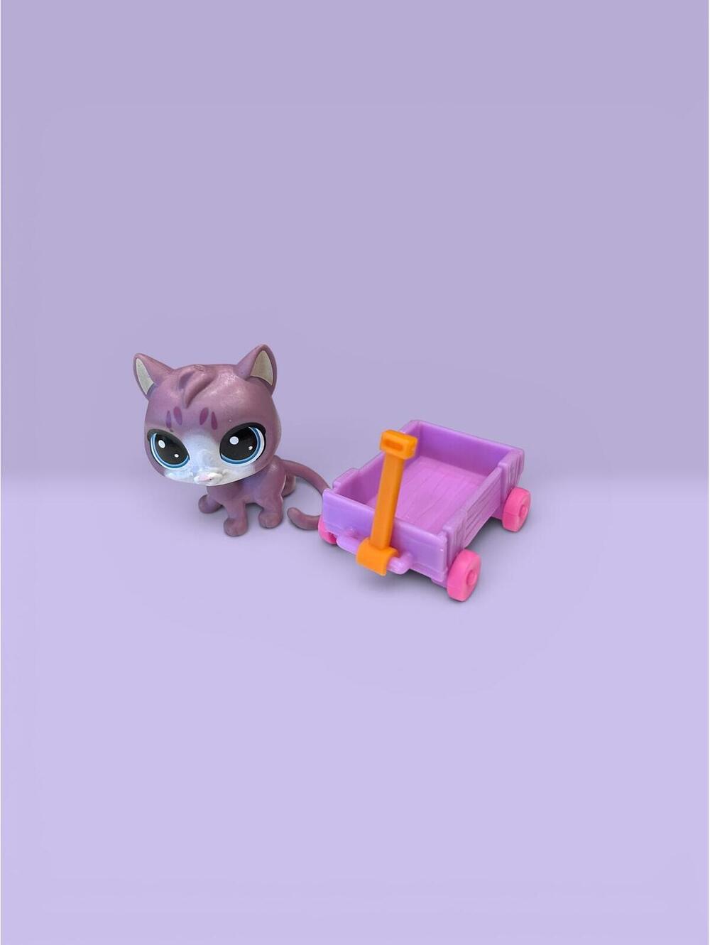 Hasbro Littlest Pet Shop #4-173 Cat Thirsty Pet LPS with Wagon Accessory